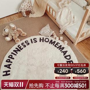 天津特质圆形地毯客厅入户进门坐垫房间卧室床边ins风高级感轻奢