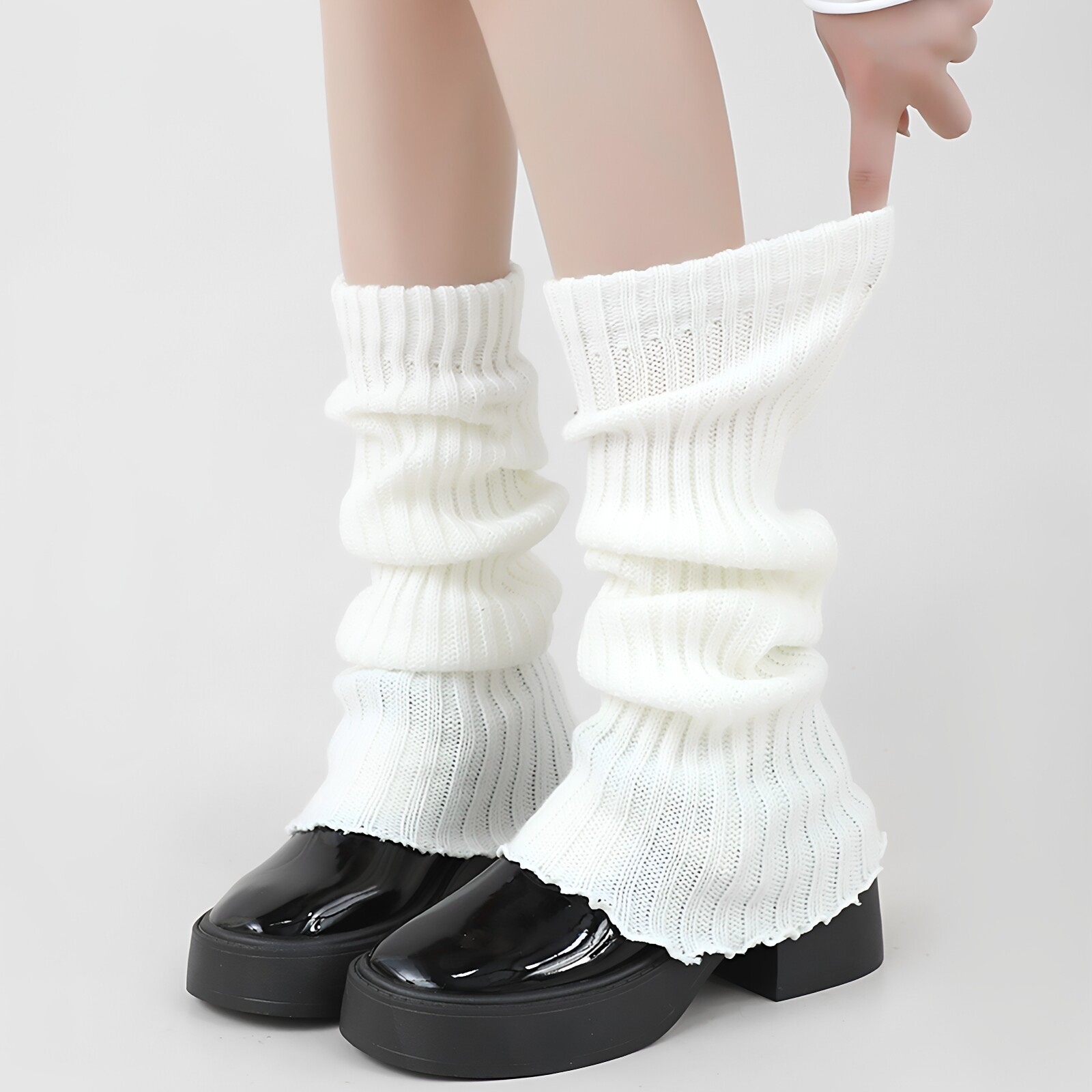 针织袜套白色袜子女秋JK雪地靴子腿套夏薄款黑灰色堆堆袜修饰腿型图片