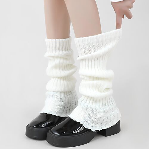 针织袜套白色袜子女秋JK雪地靴子腿套夏薄款黑灰色堆堆袜修饰腿型