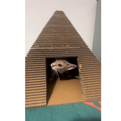 金字塔猫窝立体猫抓板猫咪玩具可玩可睡宠物窝瓦楞纸耐磨抓板网红