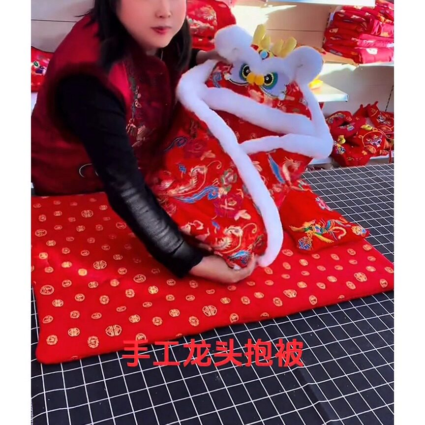手工刺绣传统抱被婴儿喜庆中国小孩包被新生儿宝宝保暖加厚网红款