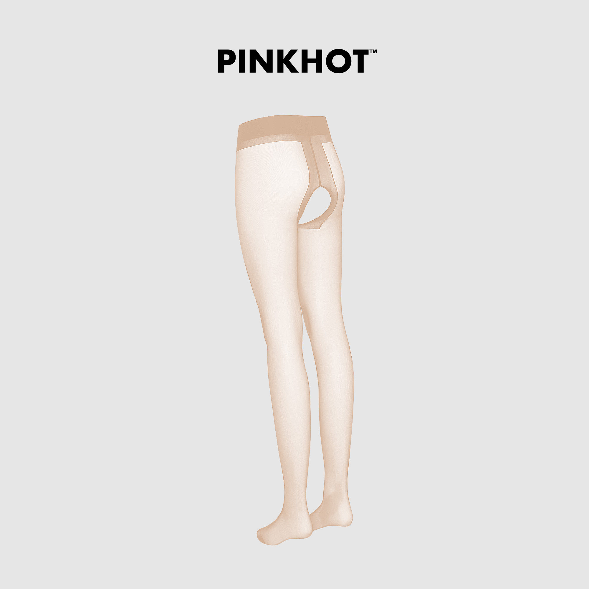 PINKHOT超薄1D！裸感丝滑开裆T裆免脱纯欲性感黑丝袜肤色包芯丝