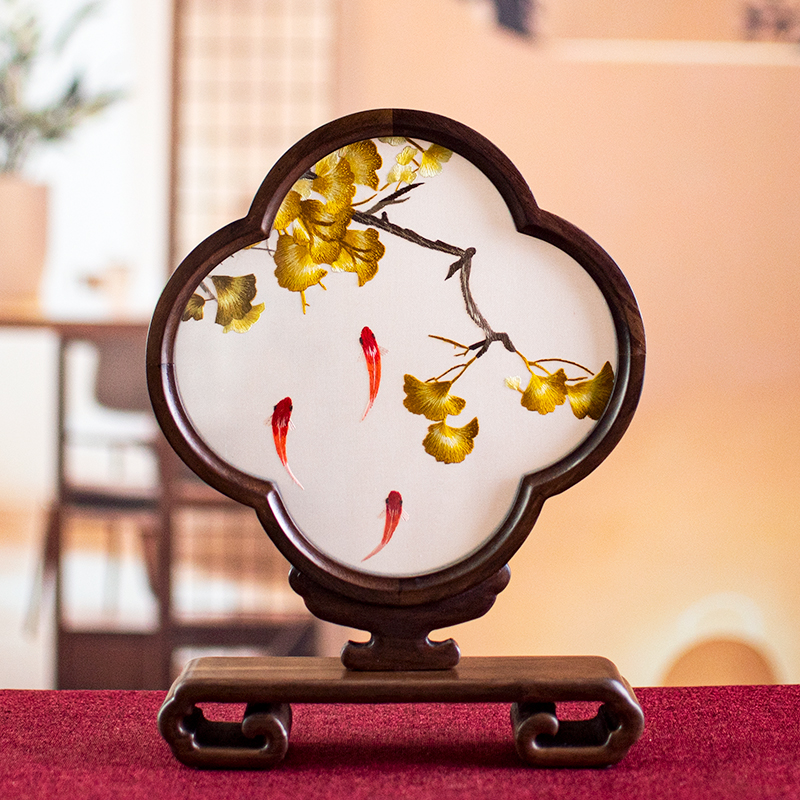 苏绣成品摆件中式摆台手工双面绣台屏中国特色礼品送老外客户友人