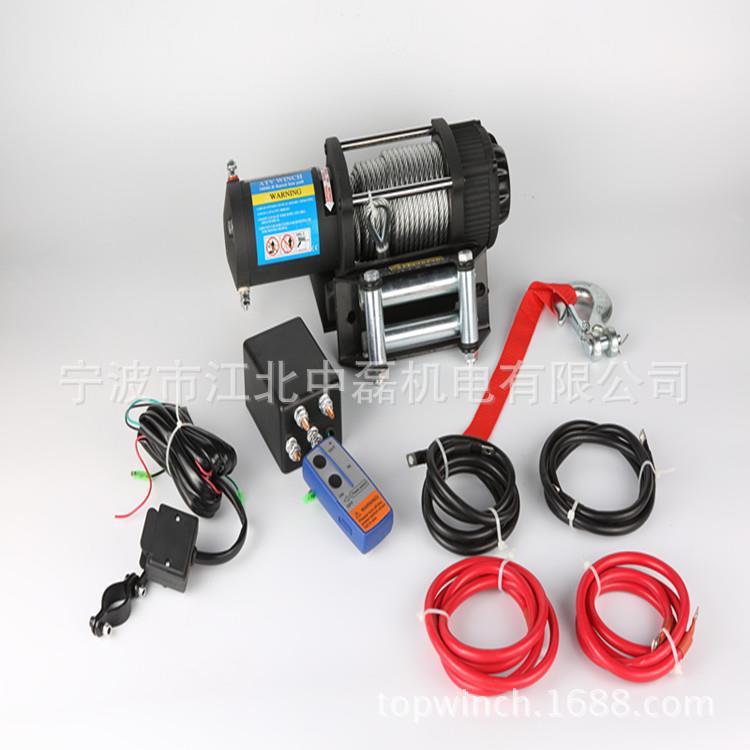 越野车电动绞盘5000磅12V钢丝绳车载绞盘5000LB遥控重型吊车