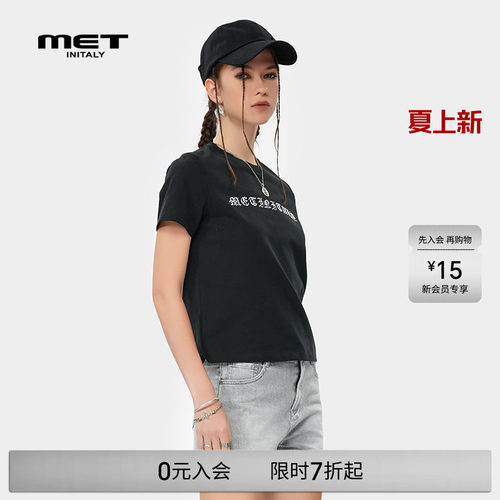 MET initaly夏季新款美式街头风短袖T恤休闲百搭上衣女