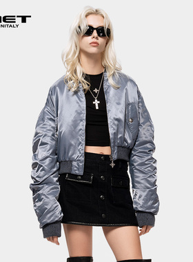 MET initaly美式复古短外套女冬季新款正反两面可穿百搭上衣