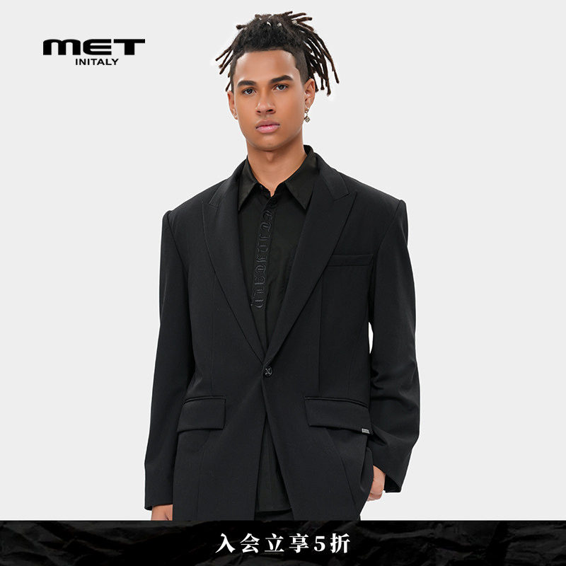 METinitaly一粒扣潮流通勤西装外套早春新款抗皱垂感西服