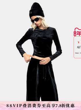 MET initaly麦特美式复古休闲打底衣女秋季新款休闲百搭T恤