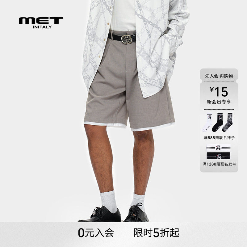 MET initaly夏季新款高腰休闲潮牌免烫直筒裤百搭短裤男