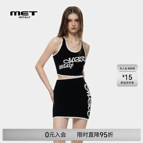 MET initaly美式复古运动背心毛织衫女早春新款百搭休闲上衣
