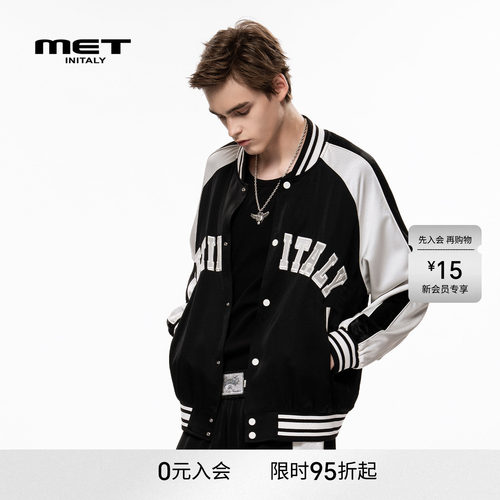 MET initaly美式复古棒球服外套男早春新款休闲百搭夹克上衣
