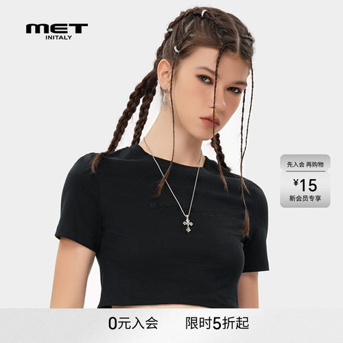 MET initaly潮牌百搭短上衣女夏季新款简约休闲短袖T恤