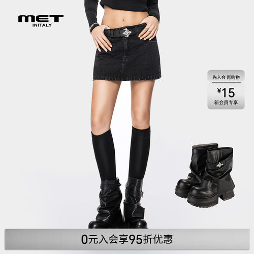 MET initaly麦特酷辣风黑色厚底马丁靴女早春新款朋克风皮靴子
