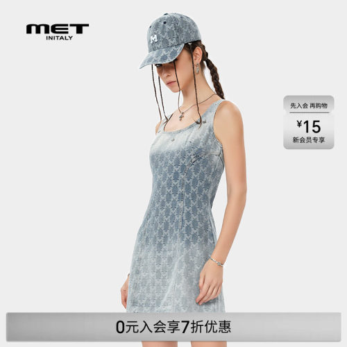 MET initaly美式渐变印花无袖背心连衣裙女夏季新款裙子