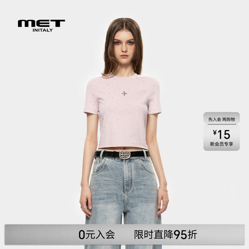 MET initaly美式街头复古印花短袖T恤女早春新款休闲百搭上衣