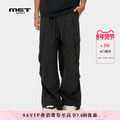 MET initaly麦特夏季新款宽松情侣装休闲裤潮牌百搭工装裤子