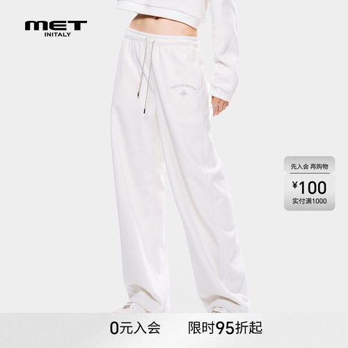 MET initaly麦特美式复古休闲裤女早春新款休闲百搭长裤直筒裤子