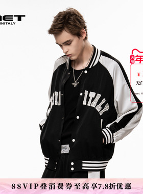 MET initaly美式复古棒球服外套男秋季新款休闲百搭夹克上衣