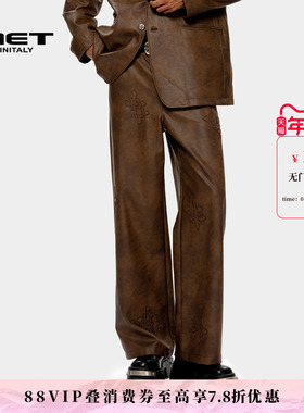 MET initaly麦特美式复古休闲裤男秋季新款休闲百搭阔腿长裤
