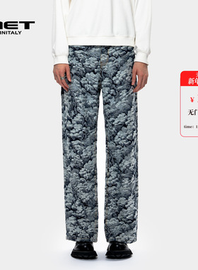 MET initaly麦特美式复古牛仔裤男女秋季新款休闲百搭直筒长裤