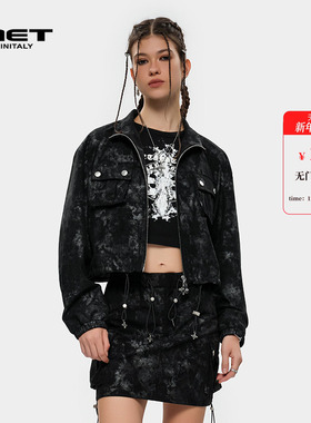 MET initaly麦特美式街头风工装外套夏季新款流行拉链设计上衣