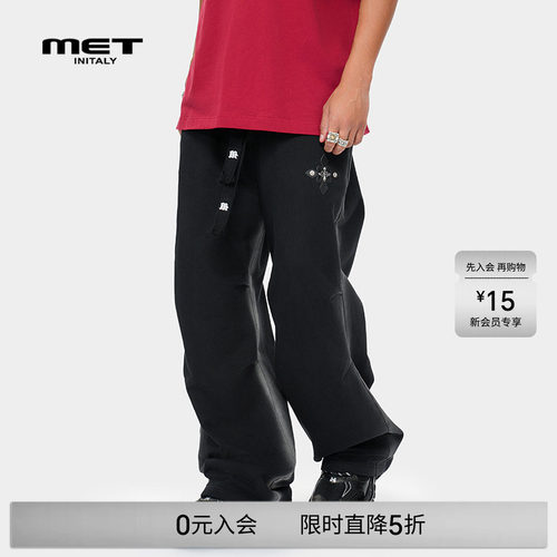 MET initaly美式重磅抽绳工装裤男夏季新款宽松潮牌休闲裤