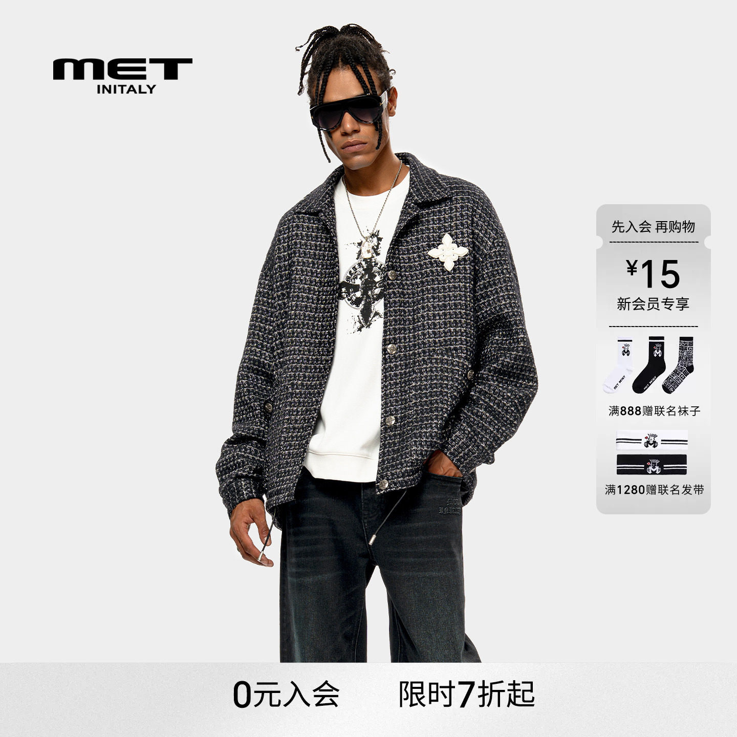 MET initaly麦特美式复古衬衫男早春新款休闲百搭翻领上衣