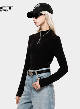 MET initaly麦特美式复古长袖T恤女秋季新款休闲百搭上衣女