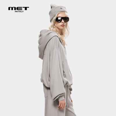 MET initaly麦特美式复古休闲连帽卫衣女早春新款休闲百搭