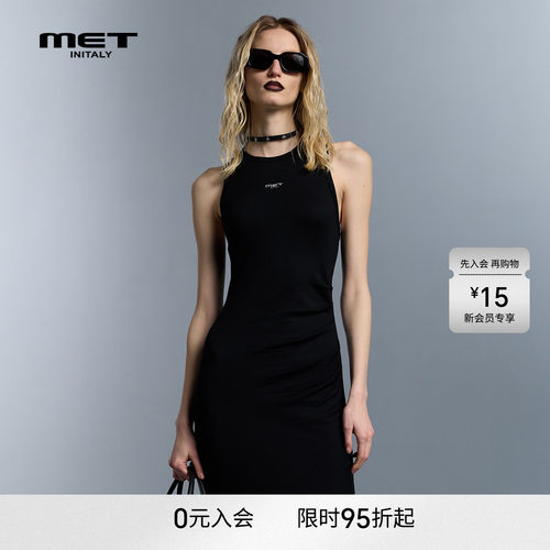 MET initaly麦特简约风修身连衣裙女无袖背心裙早春显瘦气质长裙