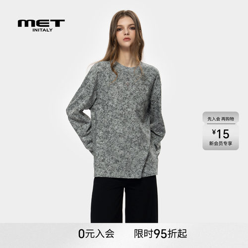 MET initaly麦特印花图案休闲百搭长袖T恤衫早春潮牌上衣女