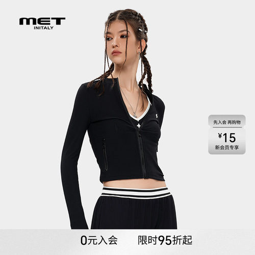MET initaly麦特拉链设计潮牌百搭短外套女夏季新款休闲上衣