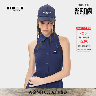 新款 MET 翻领背心连衣裙夏季 街头风无袖 短裙子 initaly麦特美式