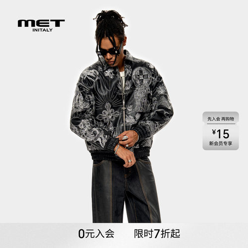 MET initaly麦特美式复古翻领夹克男早春新款休闲百搭棒球服外套