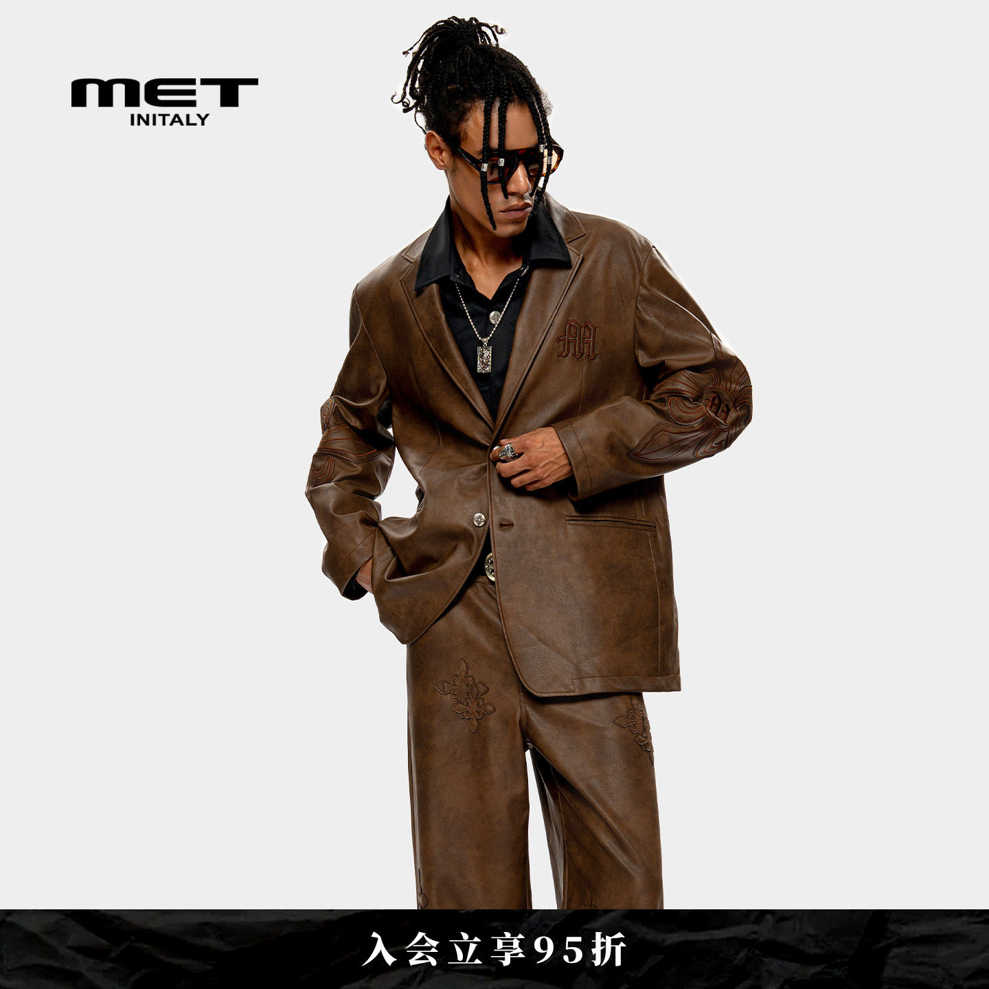 MET initaly麦特美式复古休闲皮夹克男早春新款休闲百搭外套