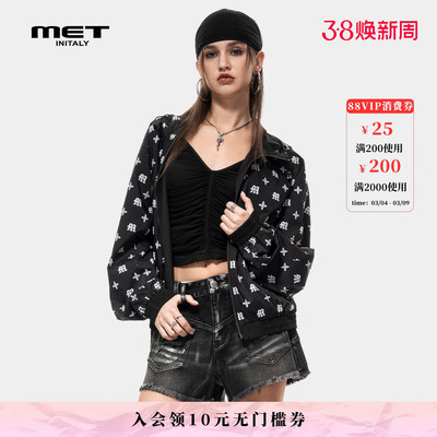 MET initaly初代设计师款字母印花短外套女拉链夹克休闲时尚外套