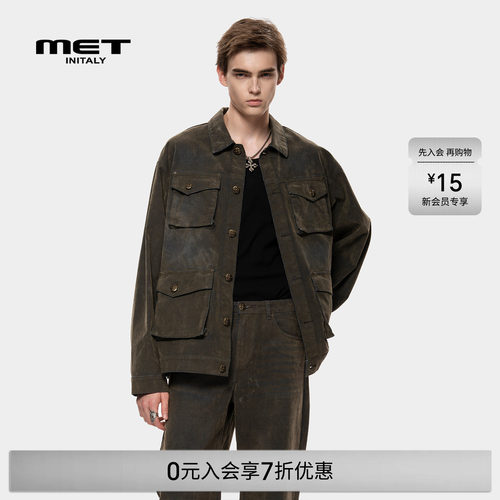 MET initaly麦特美式复古休闲牛仔外套男早春新款百搭外套上衣