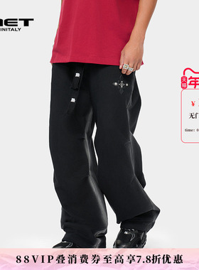 MET initaly麦特美式重磅抽绳工装裤男夏季新款宽松潮牌休闲裤