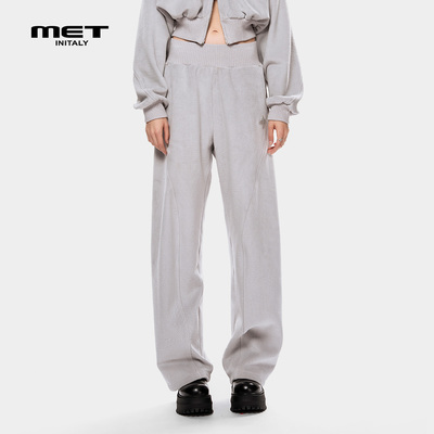 MET initaly麦特美式复古休闲裤女秋季新款休闲百搭阔腿长裤