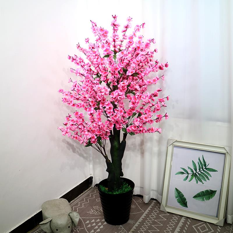 假树桃花树仿真植物大型客厅装饰盆栽落地盆景仿真绿植假花仿真树