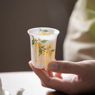 手绘冰种玉瓷主人杯单杯陶瓷品茗杯家用羊脂玉白瓷茶杯喝茶具杯子