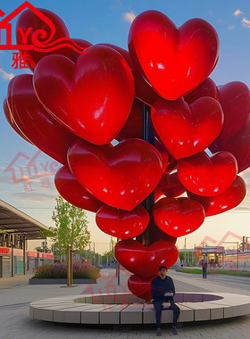 大型玻璃钢卡通爱心雕塑城市地标户外摆件吉祥物商场美陈IP装置