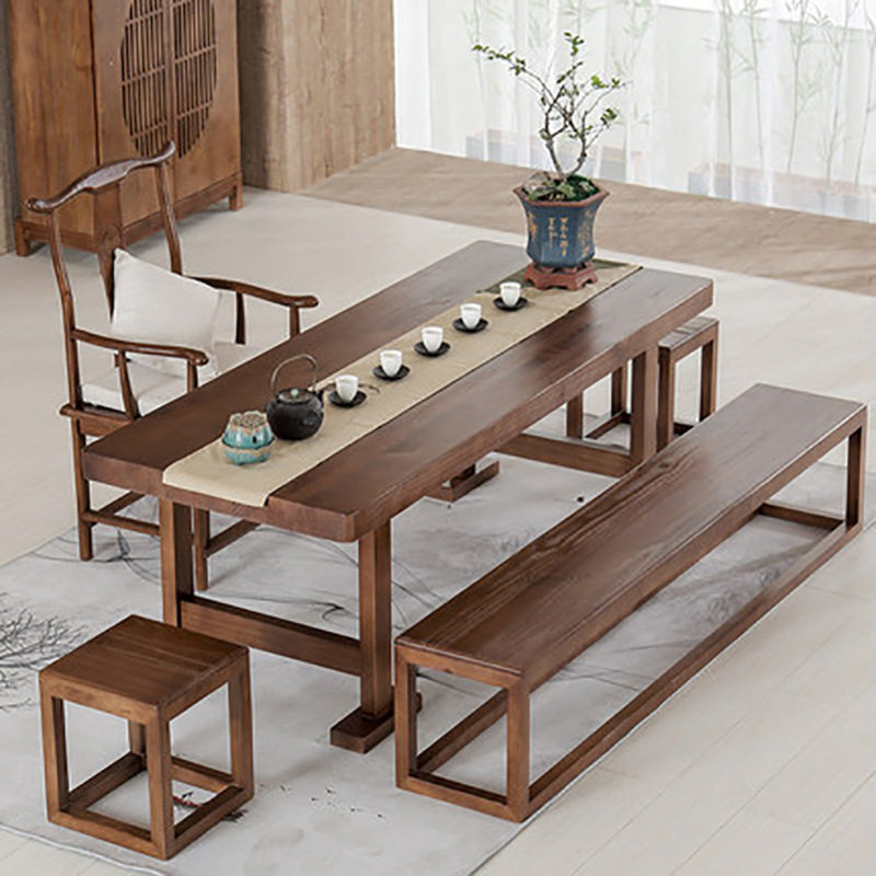 新中式全实木茶桌椅组合客厅茶桌茶台原木茶艺桌会客喝茶桌椅定制
