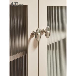 钛银色法式中古风黄铜单孔拉手抽屉衣柜门现代简约橱柜厨房小把手