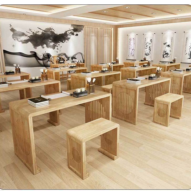 书法桌子培训班课桌椅新中式古风桌椅国学书画茶艺桌围棋桌实木