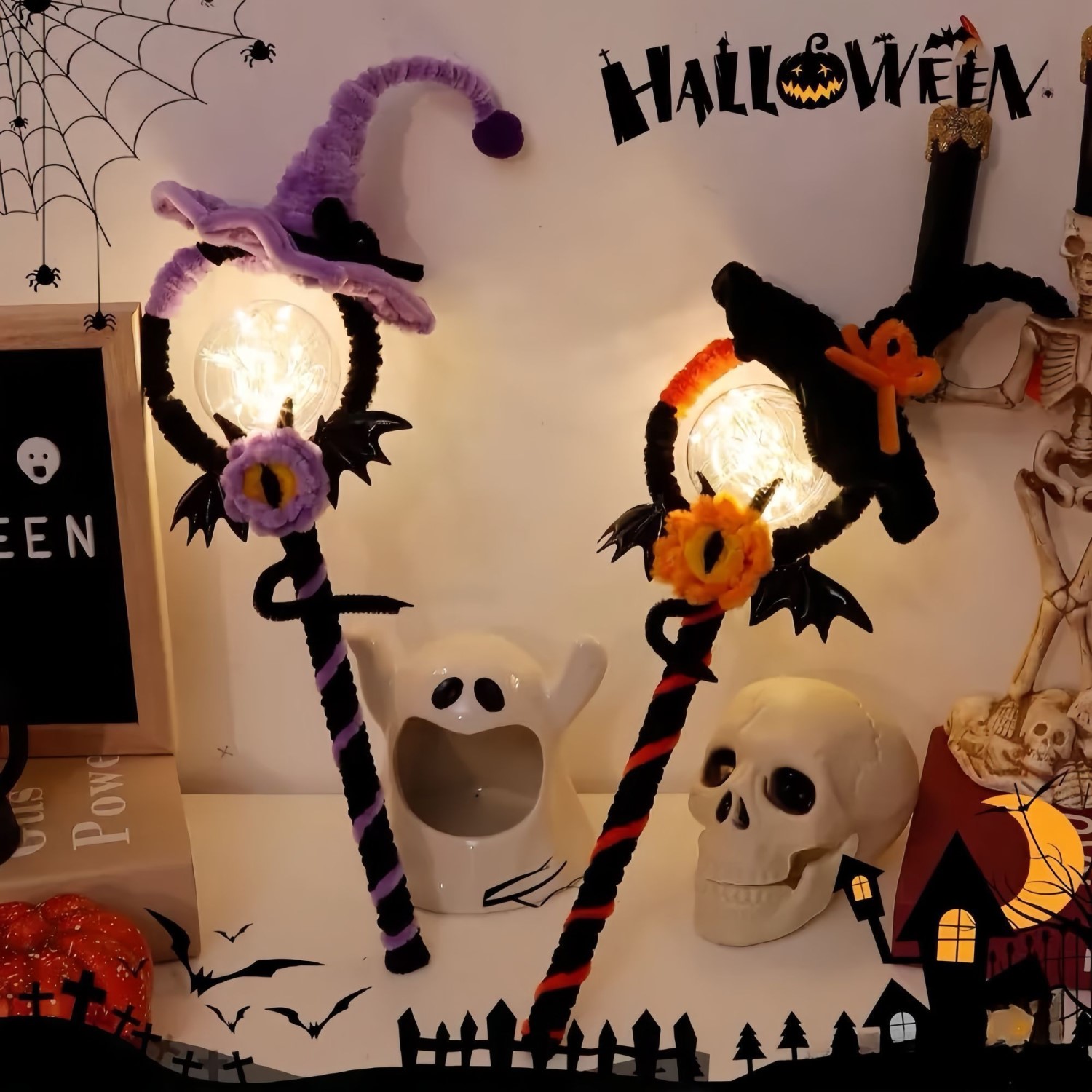 万圣节魔法棒手工diy女巫魔杖扭扭棒材料包道具服装装饰玩具手杖