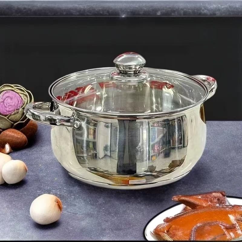 XBY【24cm】不锈钢汤锅煲汤锅鼓型汤锅炉灶通用