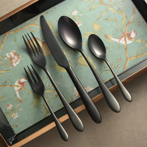 Blue Black Cutlery Set Steak Knife Coffee Spoon dinner set