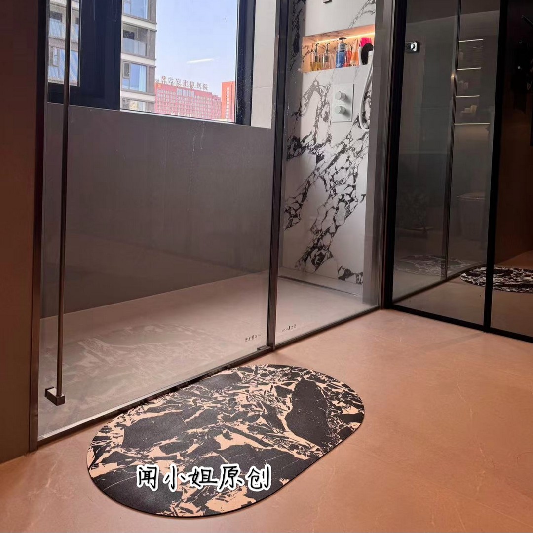 【设计款专利】浴室地垫意式ins风复古吸水皮革材质图片