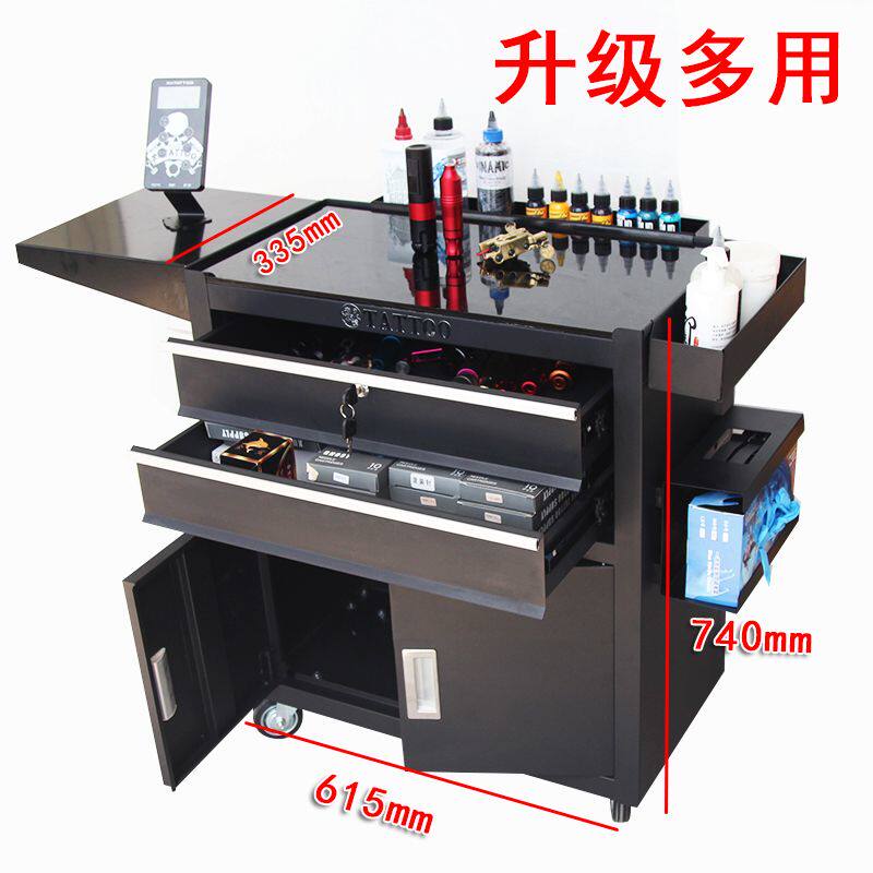 纹身工作台全套刺青工具车抽屉式手推车工具柜滚轮操作台彩妆工具